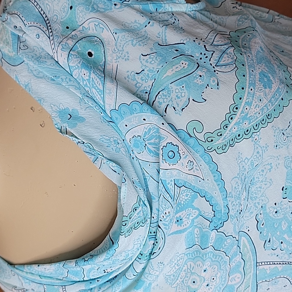 Apt. 9 100% Silk Teal Paisley Cap Sleeve Blouse Top  Sz M - Picture 2 of 8